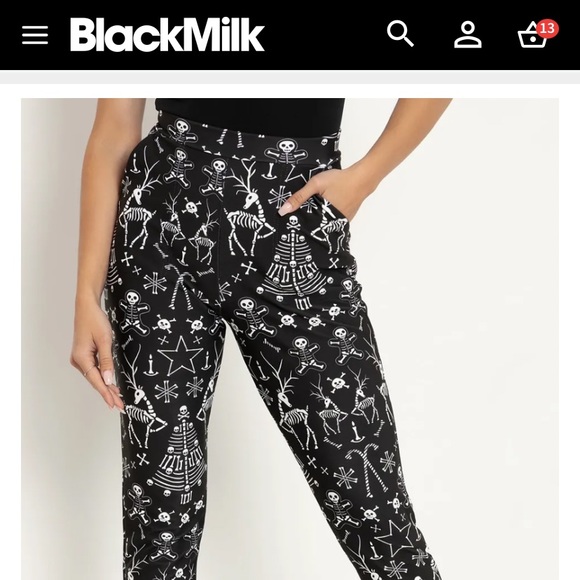Blackmilk “JINGLE BONES CUFFED PANTS” Size Medium M NWT Xmas Holidays Creepmas - Picture 2 of 14